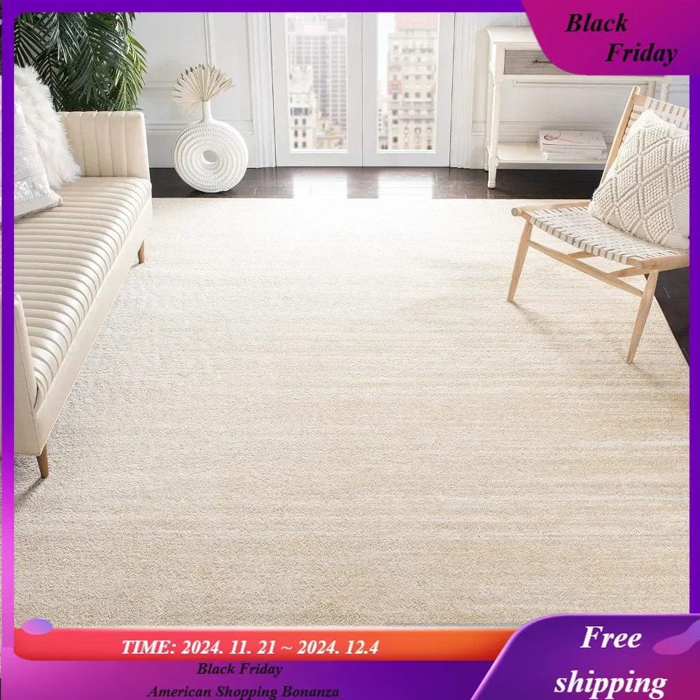 Adirondack Collection Area Rug - 8' x 10', Champagne & Cream, Modern Ombre Design, Non-Shedding & Easy Care