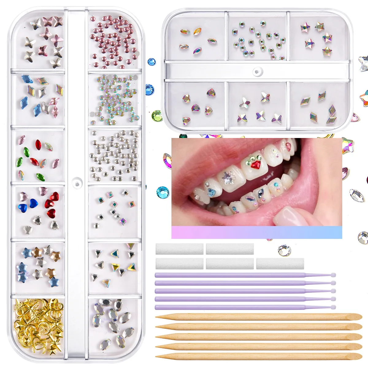 Professional Tooth Gem Kit Diy Crystals Jewelry Kit Diamond Ornament Diy Tools For Denture Acrylic Accessories