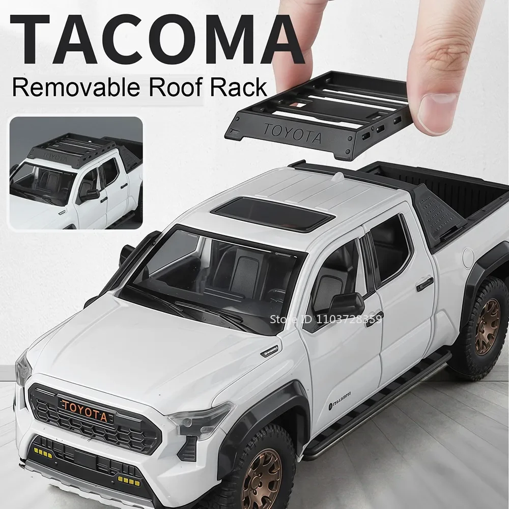 1:24 Auto Tacoma Prado Giocattolo Modello In Lega Pressofusa Veicoli Fuoristrada Suono Luce Pneumatici In Gomma Porte Aperta Tirare Indietro Ragazzo Giocattoli Popolari