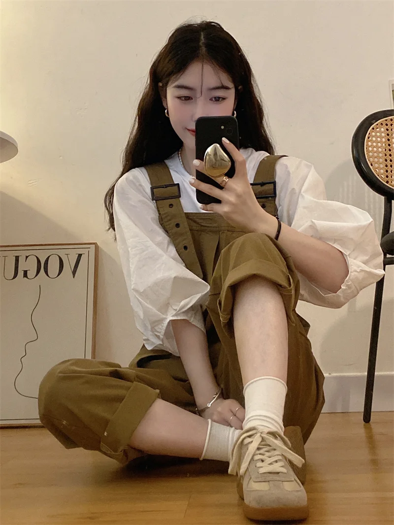 

Спецодежда цвета хаки, комбинезоны, длинные брюки, новые летние нежные комбинезоны Seven Sve, уменьшающие возраст, комбинезон с мясом и поясом, ансамбль