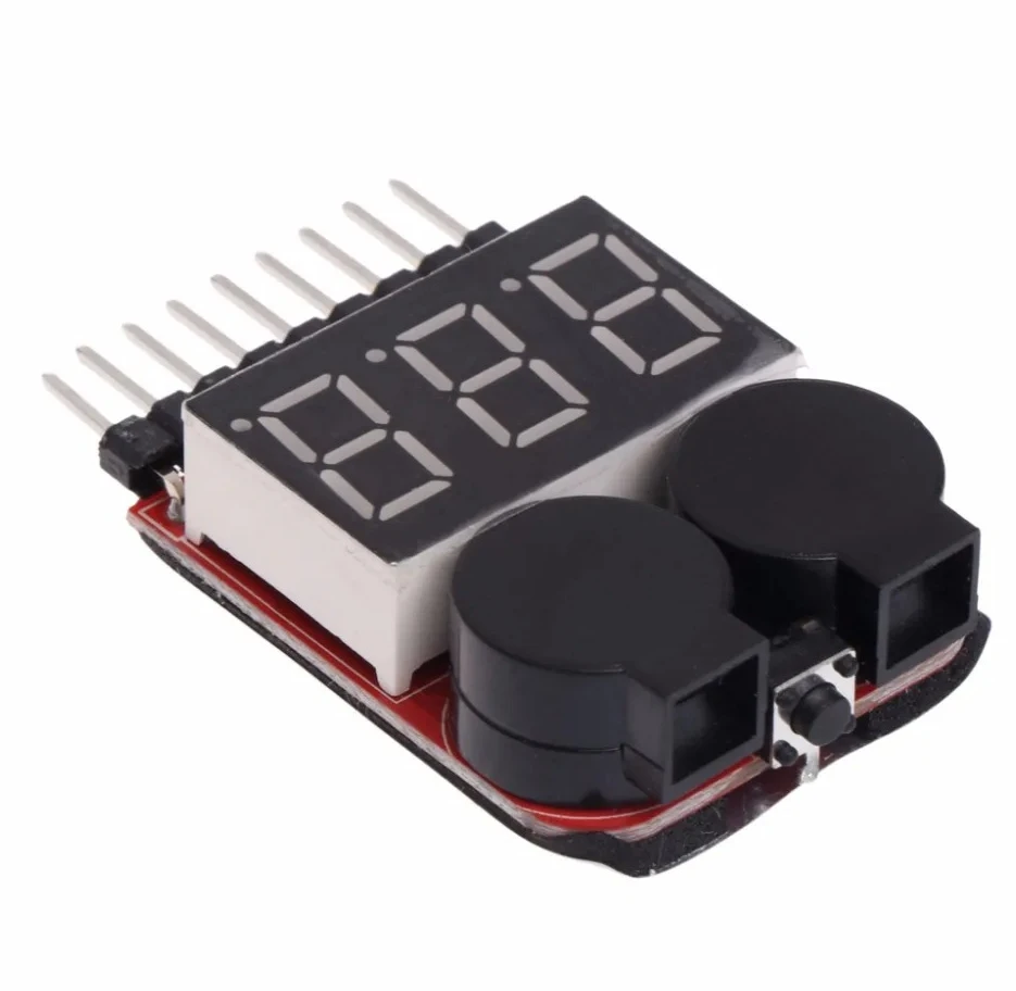 1-8S Lipo/Li ion/FeLED Low Voltage Buzzer Alarm Testing Tool RC Marine Battery 2-in-1 Tester