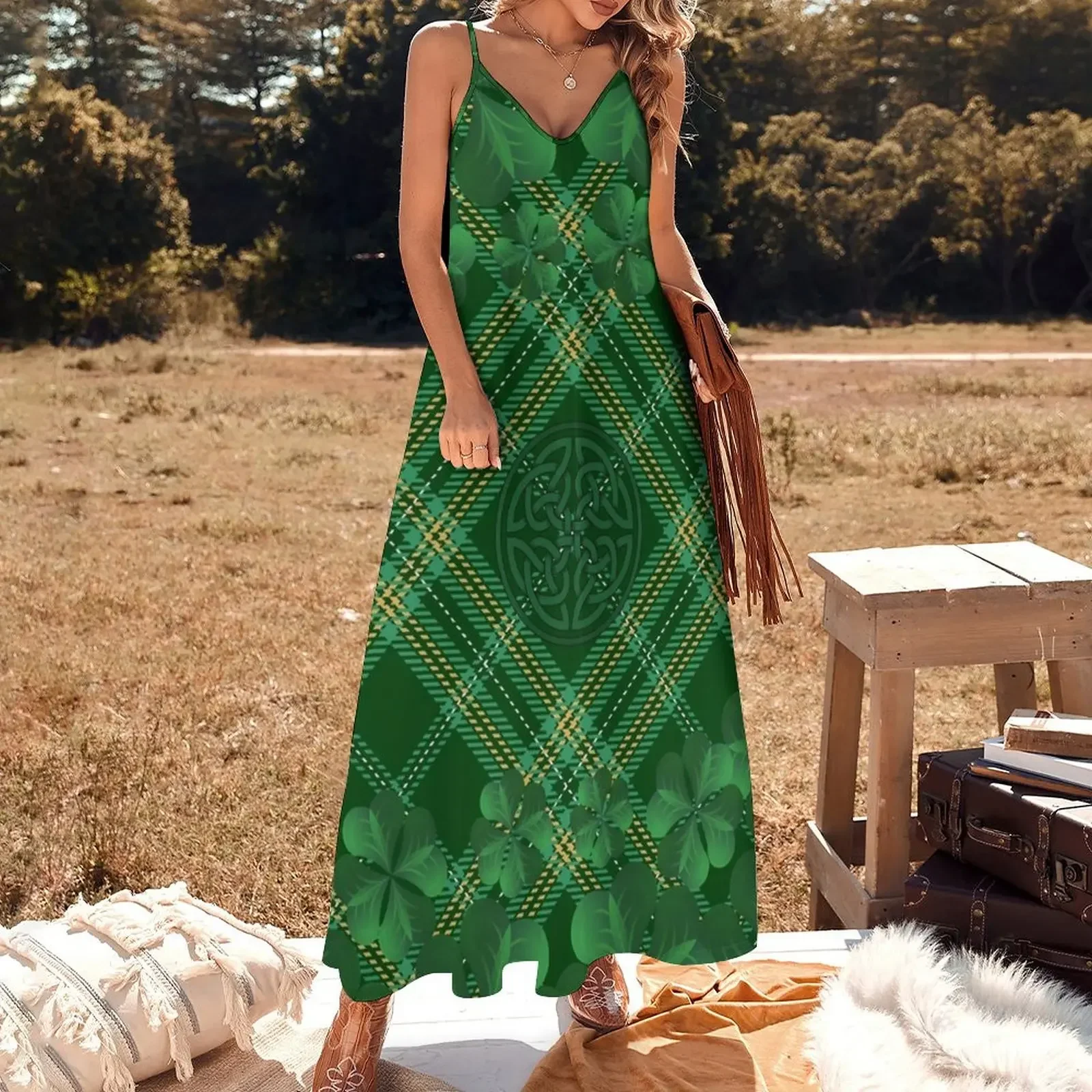 Irish Tartan Sleeveless Dress birthday dress for women luxury 2024 dress for women