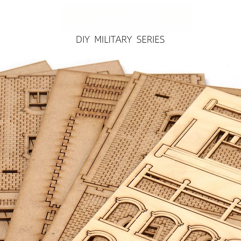 1/72 cena de construção de casa da Ásia do Sul, modelo de montagem tridimensional de madeira, presente artesanal faça você mesmo