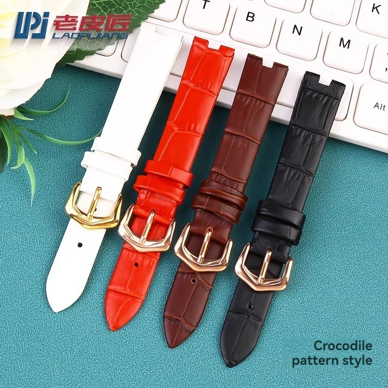 For Cartier white balloon W4BL0003 WJBL0006 Women's Concave Cowhide Strap Silk Watchband Notch Wristband 16mm Blue Black Red