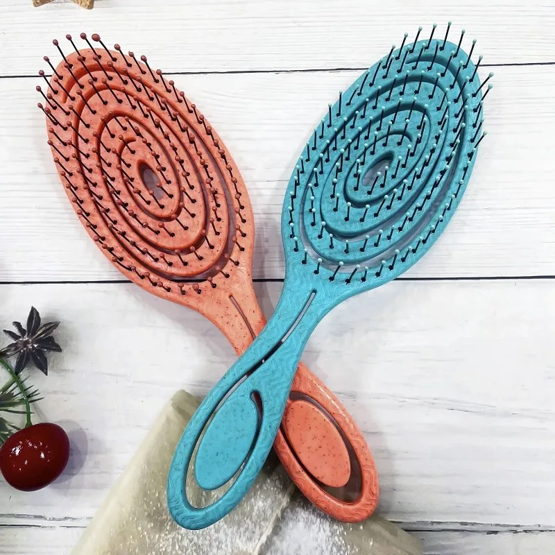 Mint Green Biodegradable Detangling Hairbrush Soft Vent Wet Lightly Pull No Harm Hair Eco Friendly Antistatic Massage Hair Brush