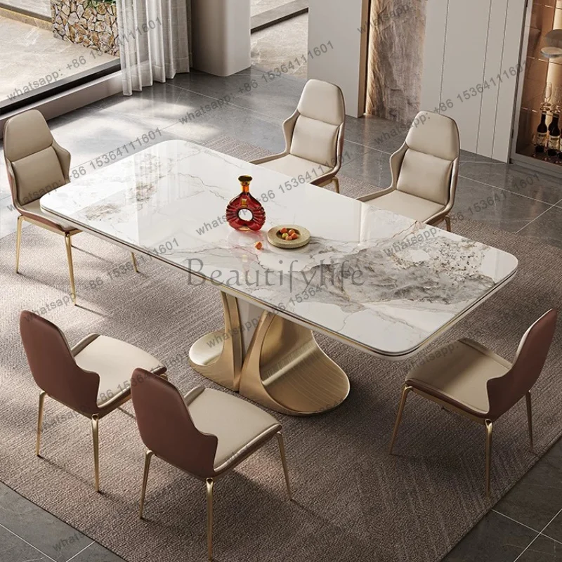 FG Slate combination household dining table set of 6 chairs Modern simple light luxury high-end rectangular dining tables furnit