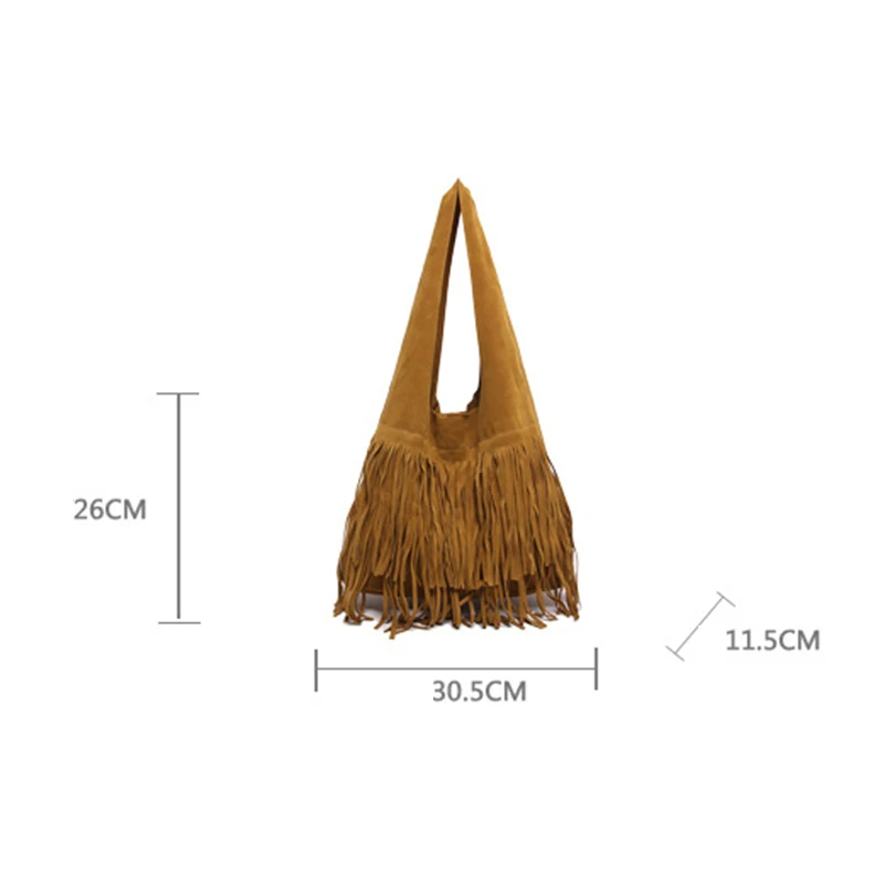 Lässige Vintage-Tasche mit großer Kapazität für Damen, neue modische Pendler-Achseltasche, vielseitige Hobo-Tasche mit Quastendesign – Detail 27