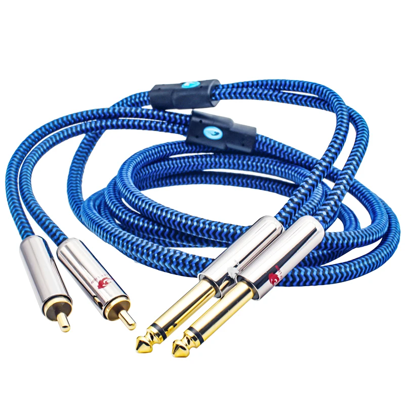 

Premium Audio Cable Dual RCA to Dual 6.35mm 1/4 Inch TS Jack for Soundbox Amplifier OFC Audiophile Shileding Cable 15M 20M 30M