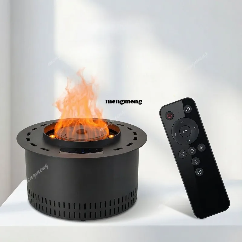 

Round fireplace simulation flame embedded intelligent voice playback home fireplace living room