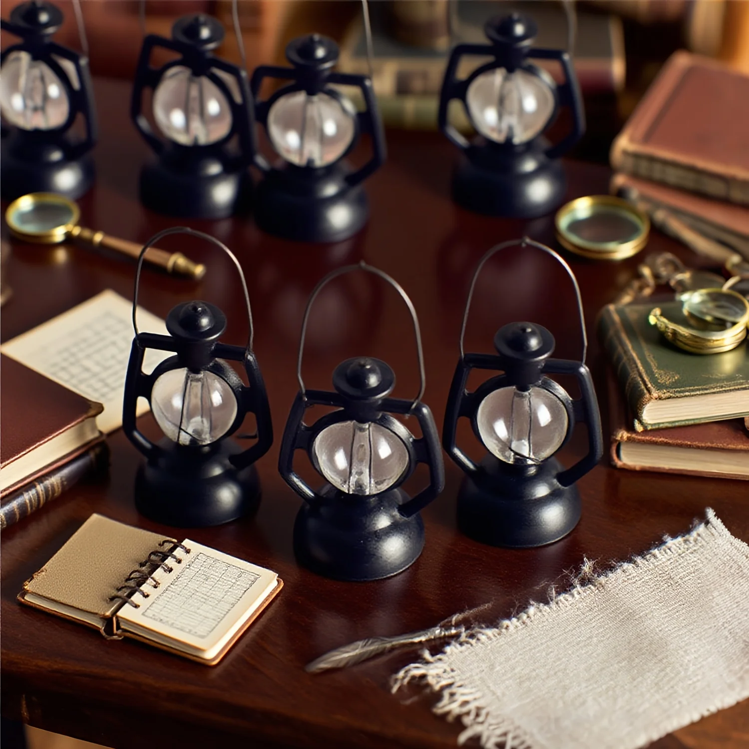 Collectible Miniatures, Retro Lamp Dollhouse Accessories - Antique Realistic Flameless Plastic Lampshade, Suitable for