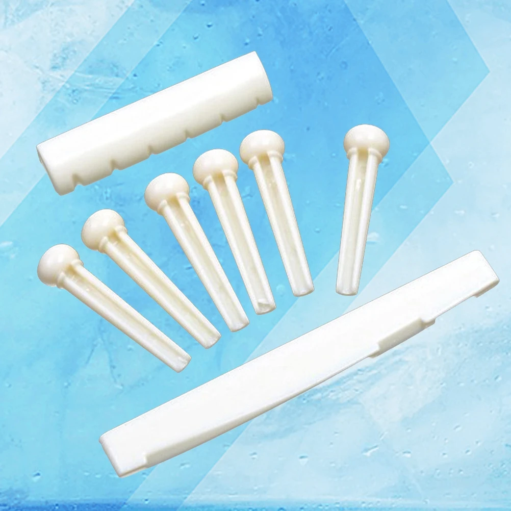 

Small Acoustic Guitar Bridge Saddle Nut Set Replacement Parts Accessory Durable Abs Lightweight Standard Size Gift For