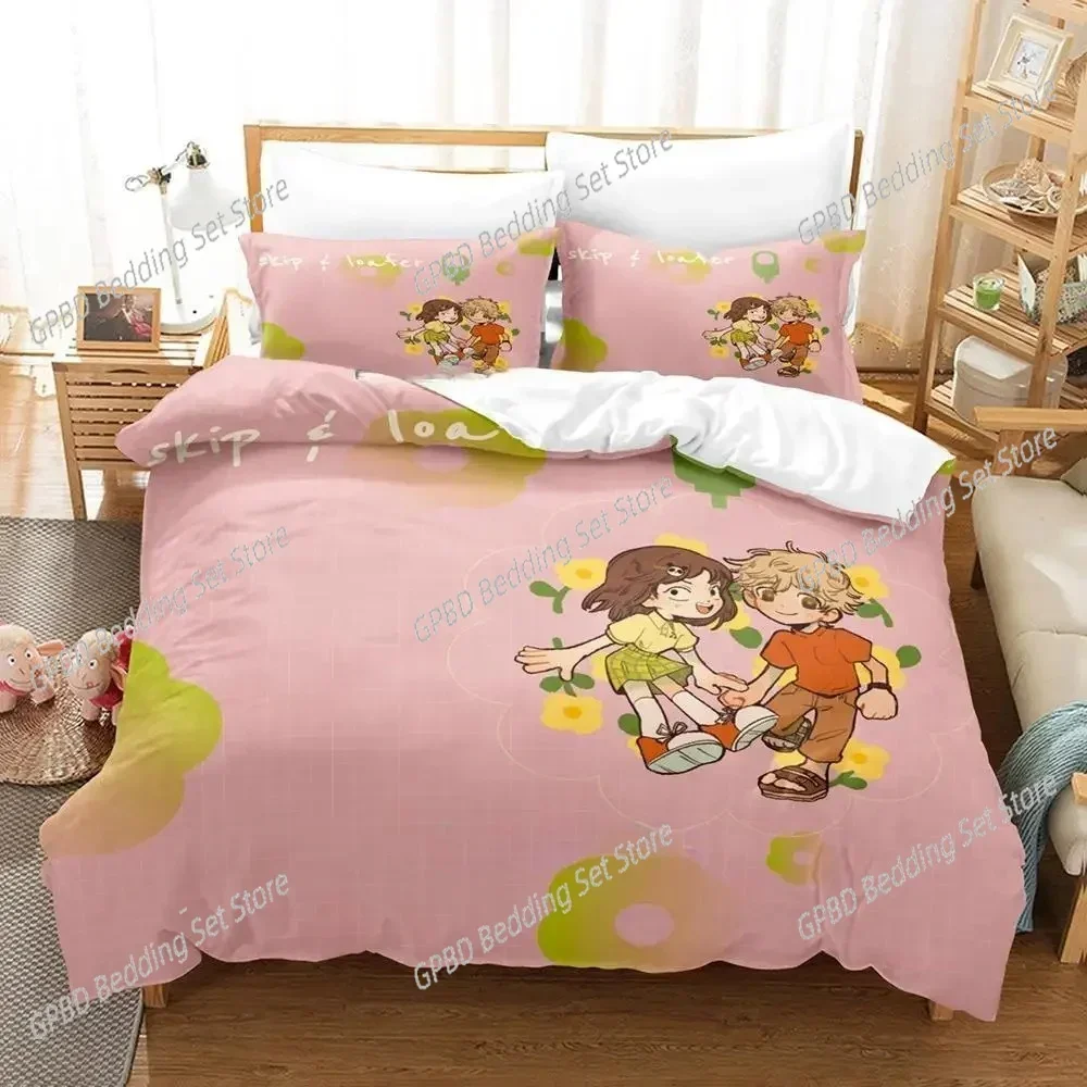Skip and Loafer Comfortable Duvet Quilt Cover Pillowcase Bedding Set Children Bedroom Decoration Home Textile