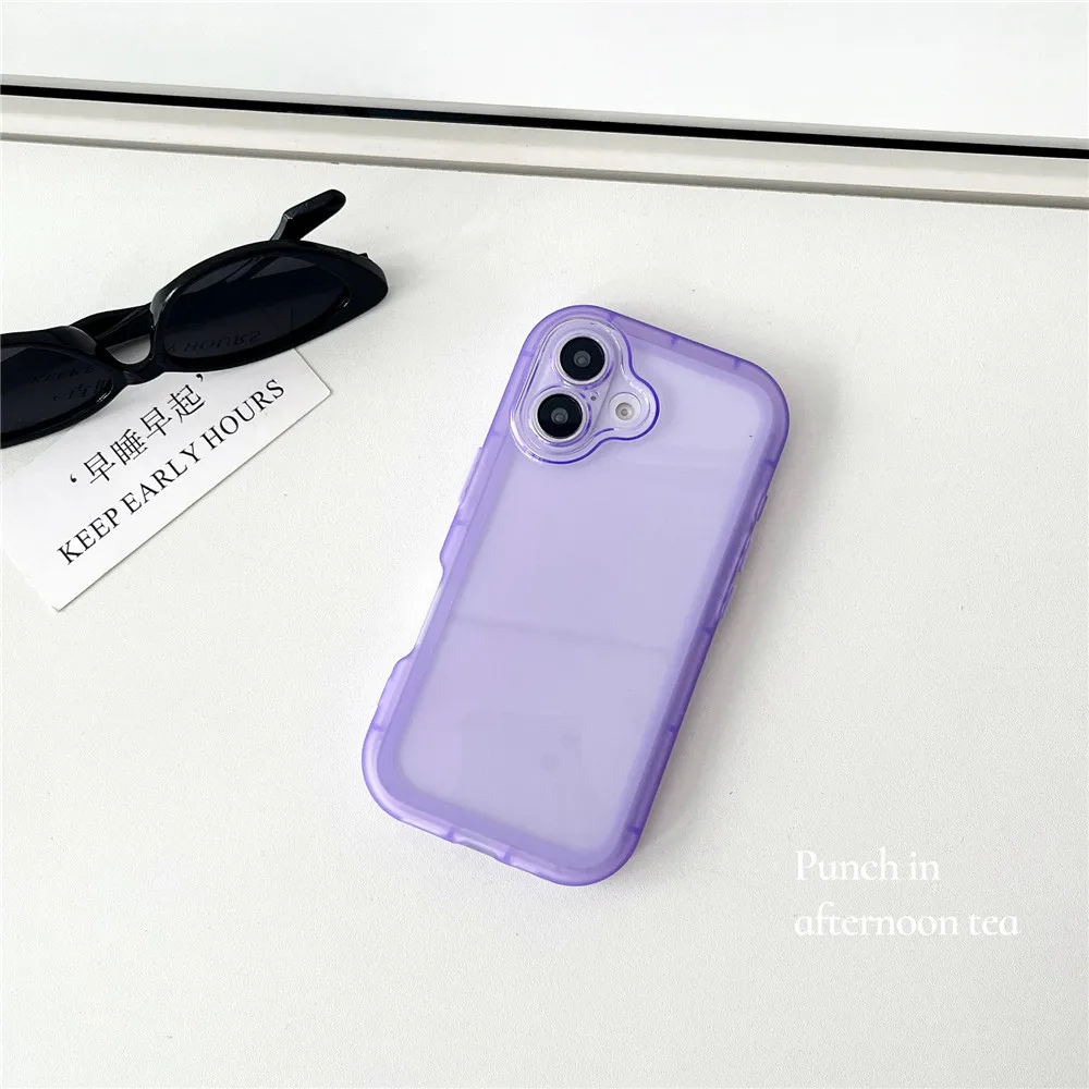 Transparent Oval Silicone Case For iPhone 16 15 14 8 7 Plus 13 12 11 Pro Max X XR XS Max Candy Color Air Cushion Buffer Cover