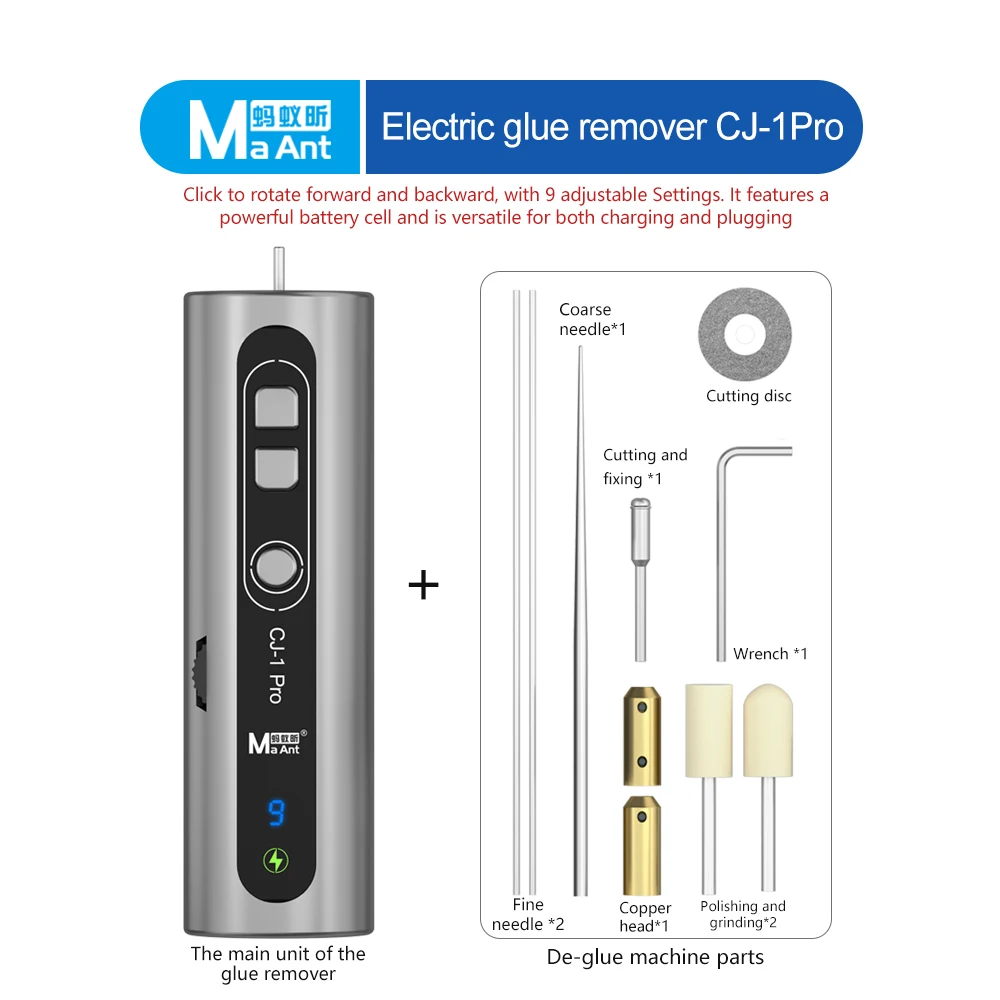 MaAnt CJ-1 Pro The latest 2025 Electric Can Remove The Curved Glue In 9 positions For iPhone16 PM Mobile Phone Repair Tool