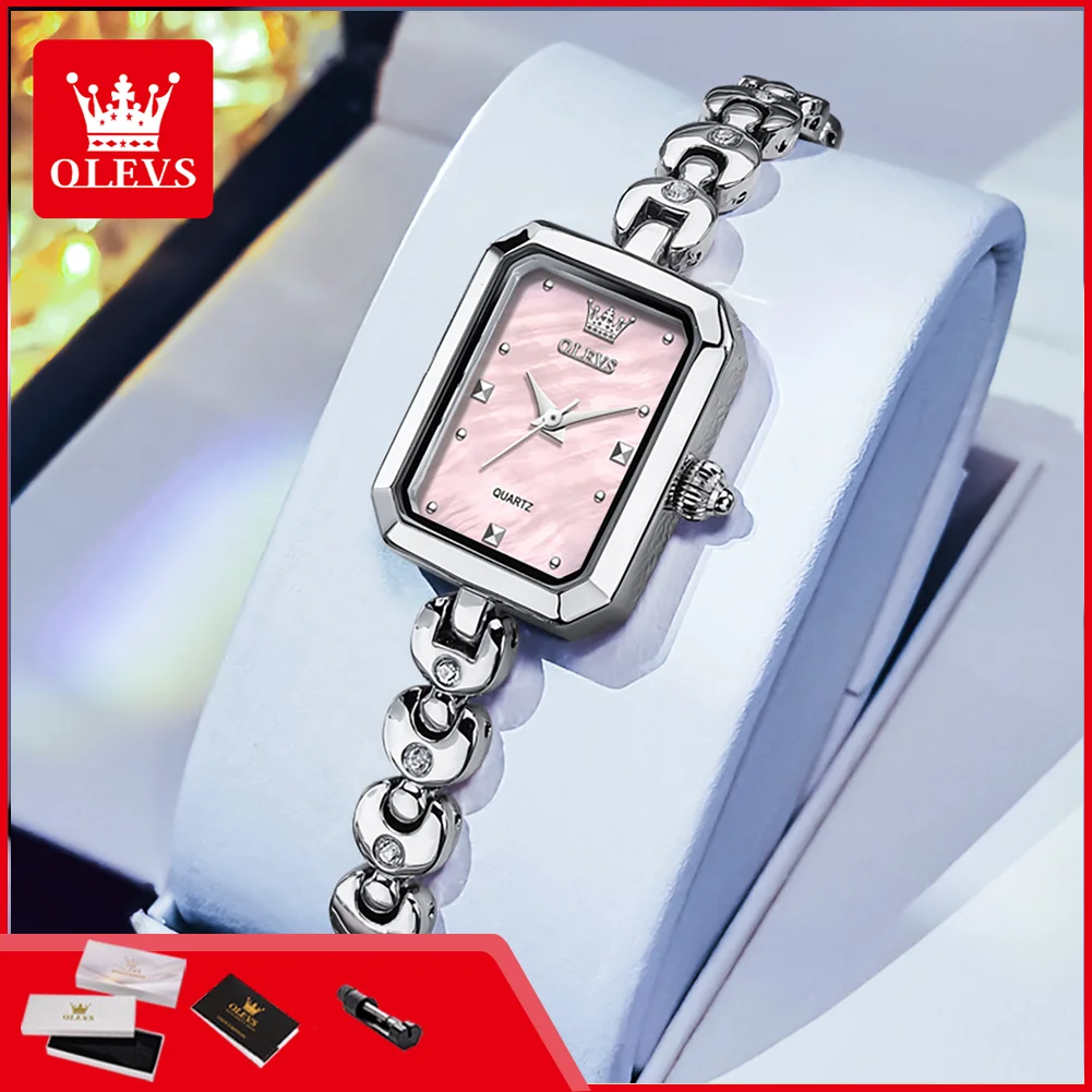OLEVS 3665 Original Women's Quartz Wristwatch Fashion Square Girl Watches Waterproof Elegant Ladies Dress Watch Gift Reloj Mujer
