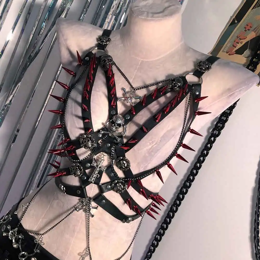 

Y2K TOPS Готическая майка для подростков 90-х годов Панк-рок Шип с шипами Заклепка Цифровой гранж Glitch Core E-Girls Череп Гот Эмо Харадзюку Винтаж