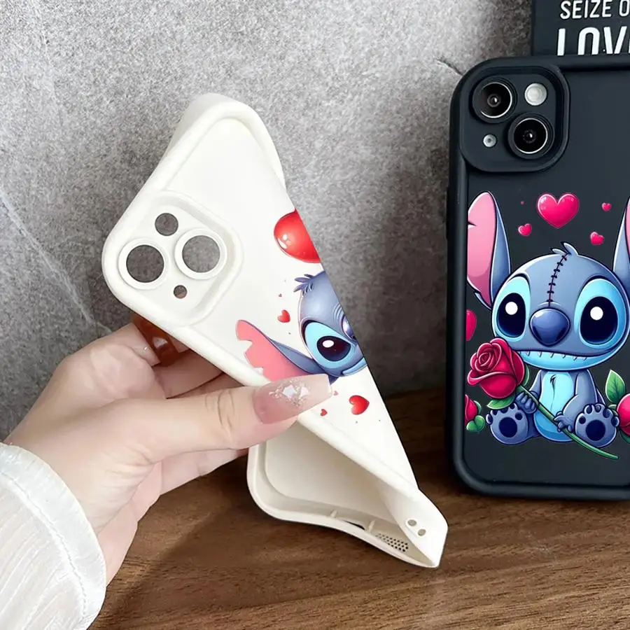 Cartoon Disney Cute Stitch Case For Apple iPhone 16 15 11 13 14 Pro Max 12 Silicone 15 Plus 11Pro Soft Phone Cover