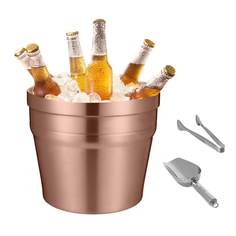 

Custom 7L Stainless Steel Ice Bucket Double Wall Ice Bucket With Tong, Hotel Bucket/Champagne Bucket/Beverage Bucket For Party