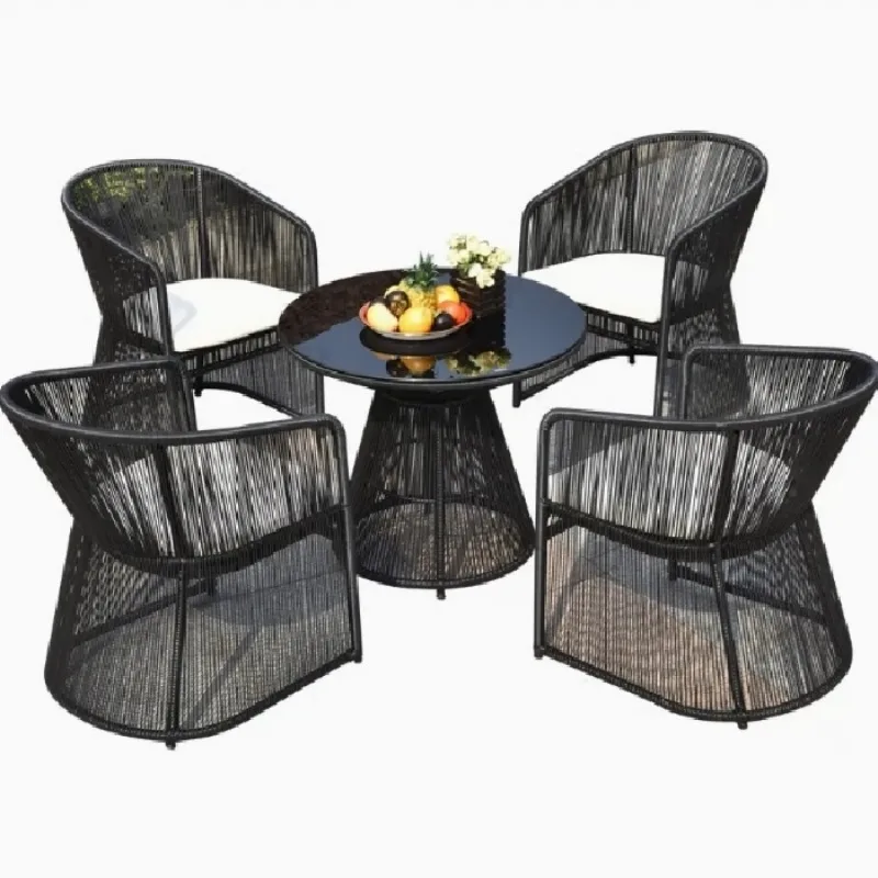 Outdoor simple modern resort single chair coffee table balcony rattan table and chairs