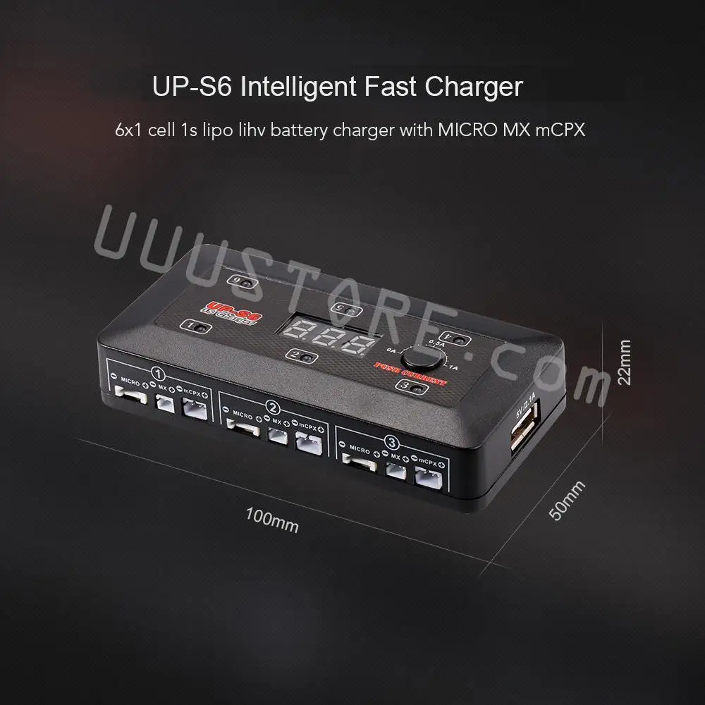 UltraPower UP-S6 3.7V 1S Lipo LiHv 배터리 충전기, MICRO MX mCPX USB 포트, 블레이드 인덕트릭스 RC 레이싱 드론 쿼드콥터용