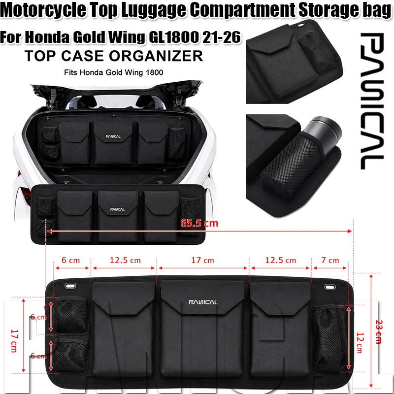 Panical For Honda Goldwing GL1800 2021-2026 Motorcycle Trunk Organizer Storage Bag Case Goldwing Accessories Rear Top Box