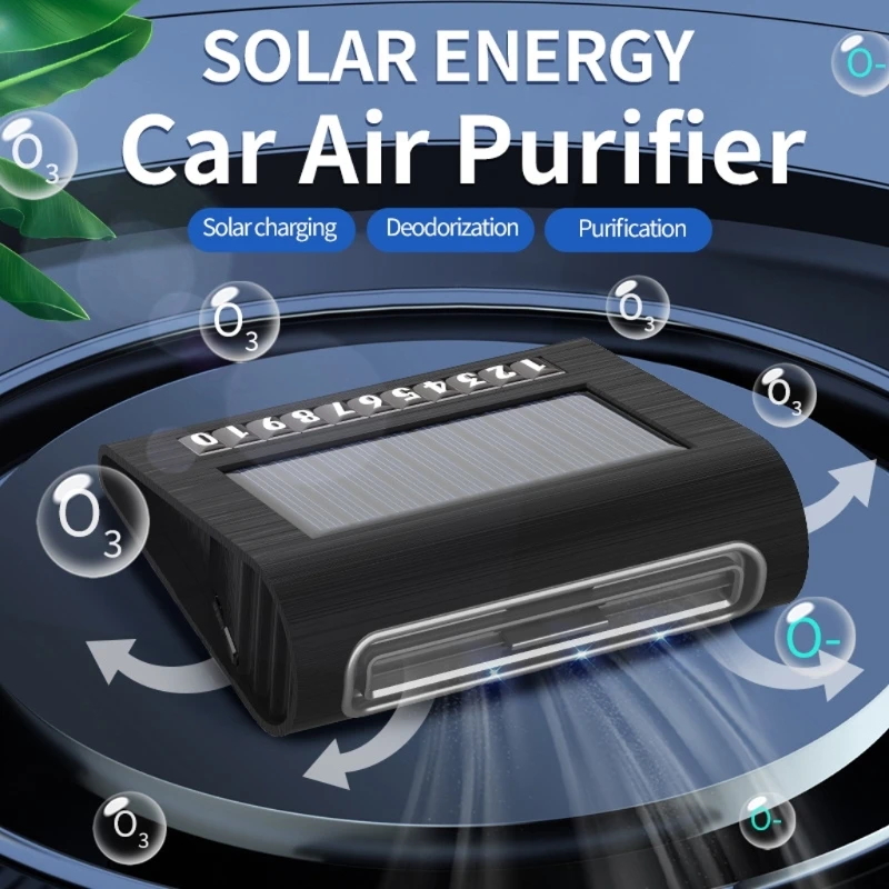 ABS Housing Car Air Purification Device with Parking Number Display, Solar Support and USB Input for Vehicle 896C