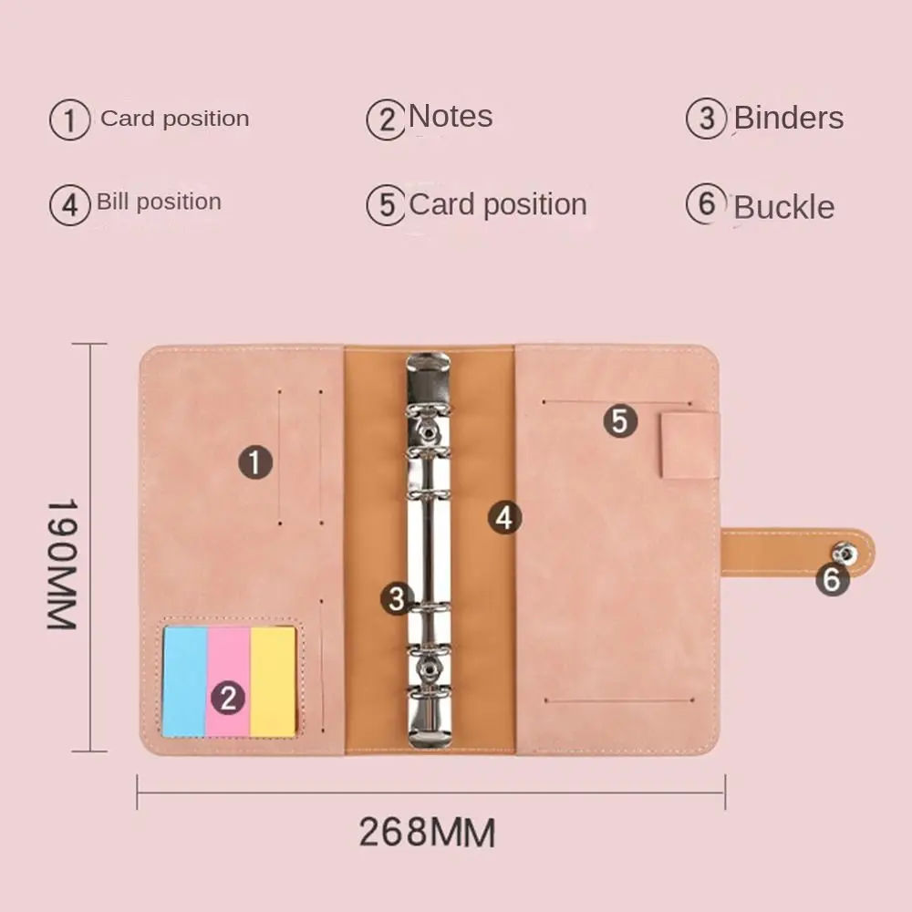 PU A6 مخطط الميزانية الناعمة الملونة 6 حفرة الموثق جيوب A6 كتيب حقيبة التخزين مع 12 قطعة جيوب الموثق A6