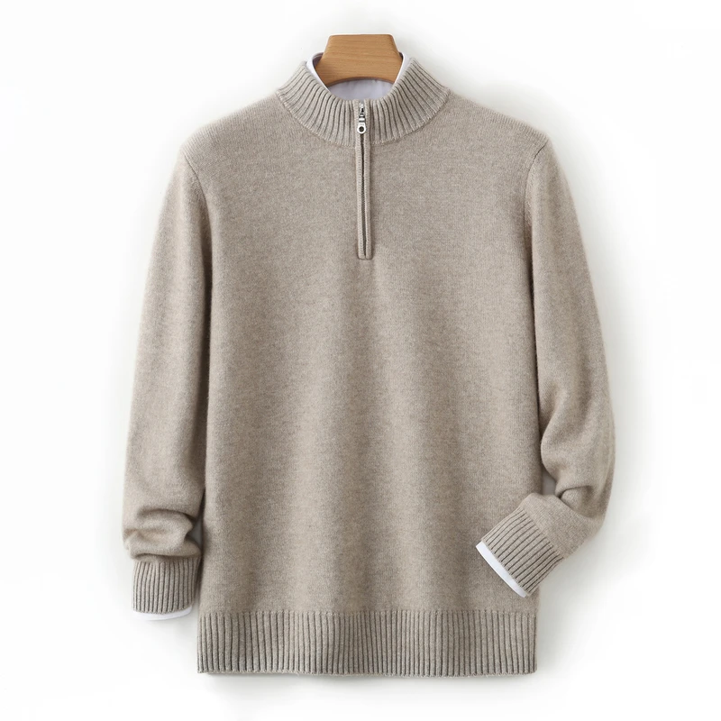 

MVLYFLRT Knitted Pullover Sweater for Men Half High Collar 100% Cashmere Men's Clothing Autumn Winter New Business Casual Shirt