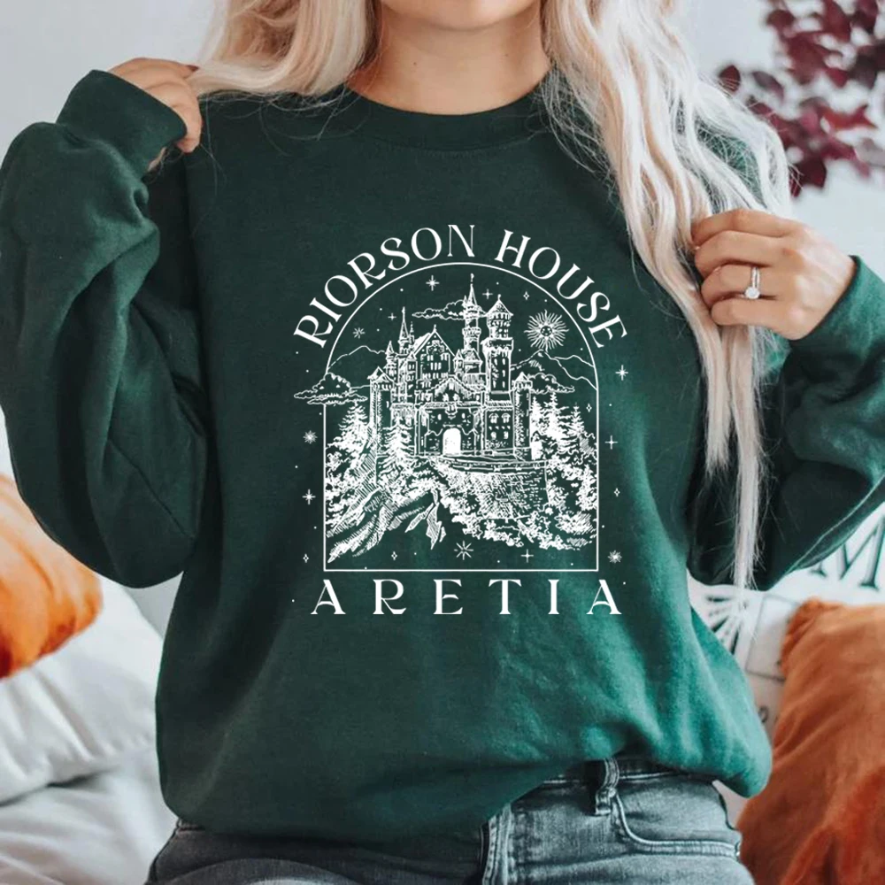 Xaden Riorson House Sweatshirt Aretia Iron Flame Hoodie Vintage Unisex Long Sleeve Sweatshirts Retro Casual Crewneck Pullovers