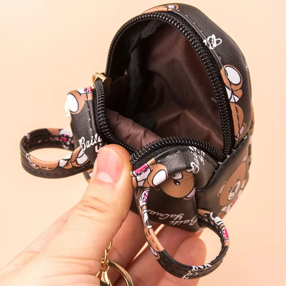 Mini Bear Coin Purse PU Leather Wallet Card Holder Keychain