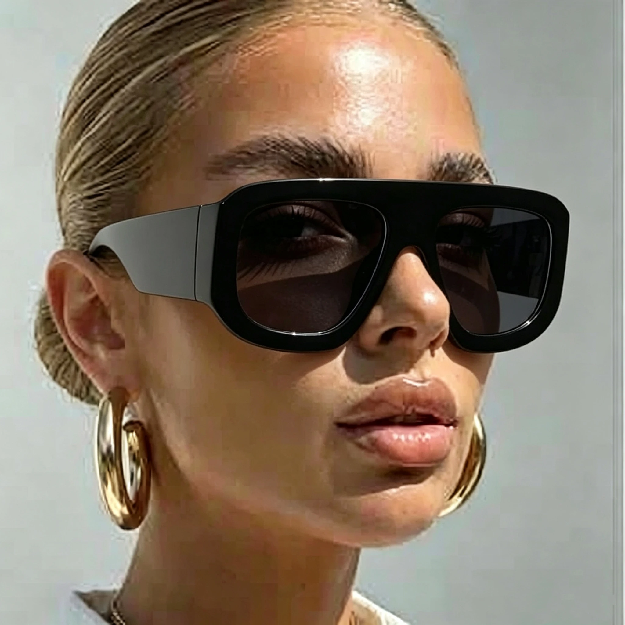 Men Women Oversized Square Sunglasses New Latest Fashion Trendy INS Party Glasses Unisex Stylish Anti-blue Light Eyewear