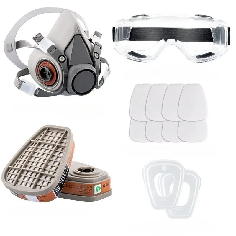 Gas mask, dust spray painting industrial protective mask, multiple filtration toxic gas mask set, portable and burden free