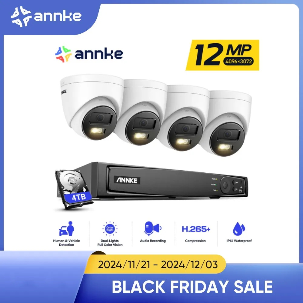 ANNKE 12MP Video Surveillance Kit 8CH NVR Smart Dual Light POE Camera Night Vision Audio CCTV Security Protection Camera System