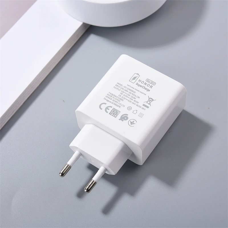 Honor 66W Super Fast Charger Original EU/US Power Wall Adapter 1M 6A Type C Cable For HONOR 60 50 SE Pro X30 X20 X9 V40 Magic V