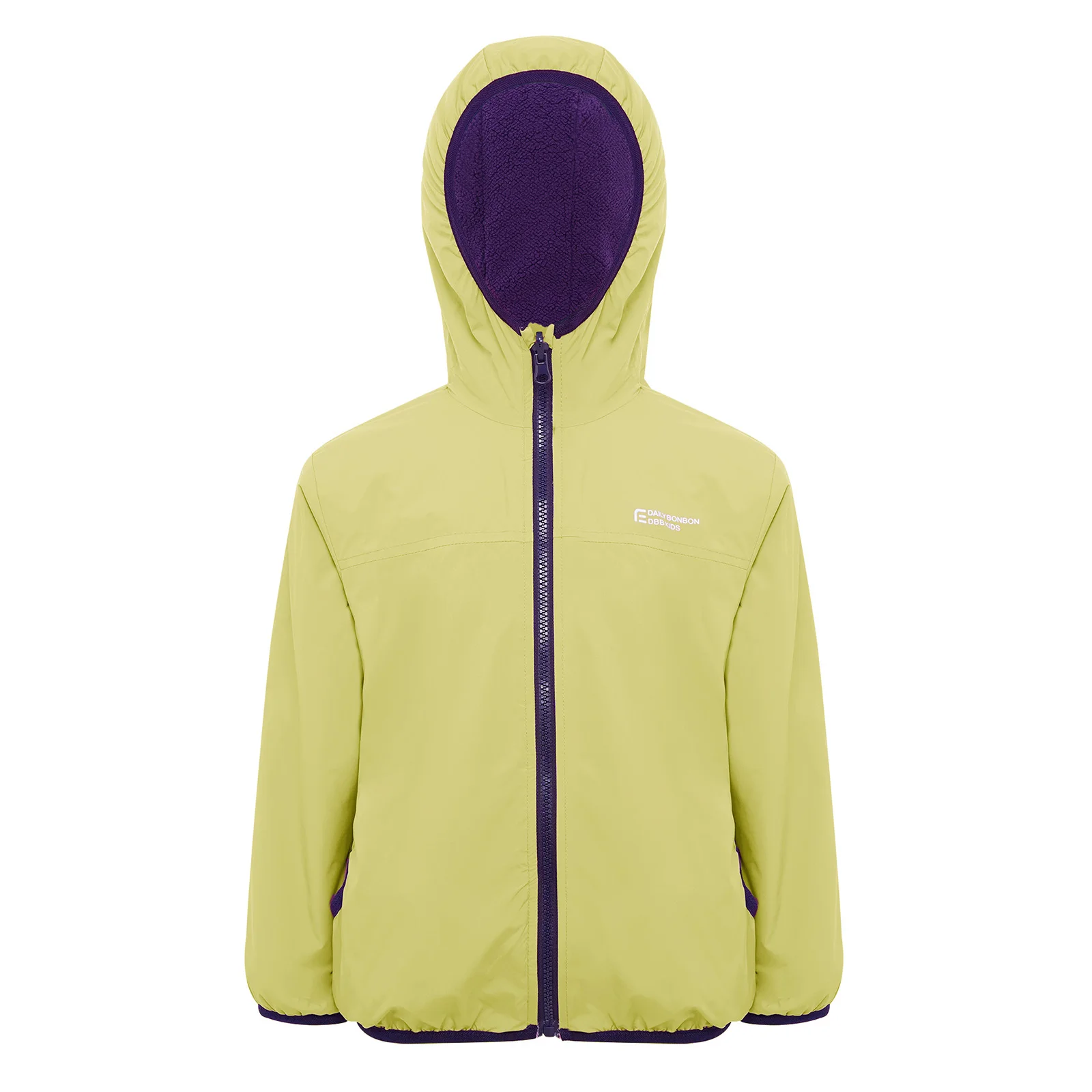 Kids Boys Girls Reversible Water-Resistant/Fleece Hooded Jacket Long Sleeves Zipper Coat Outerwear for Outdoor Hiking Camping