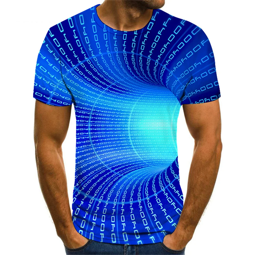 Men\'s T Shirt Optical Illusion Crew Neck Round Neck 3D Print Plus Size Casual Short Sleeve Clothing Apparel Vintage Streetwear