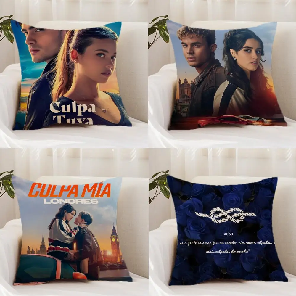 M-My Fault C-Culpa Mia Funda de cojín de película Funda de almohada reversible de primera comodidad - Diseño de doble uso para el hogar y el automóvil
