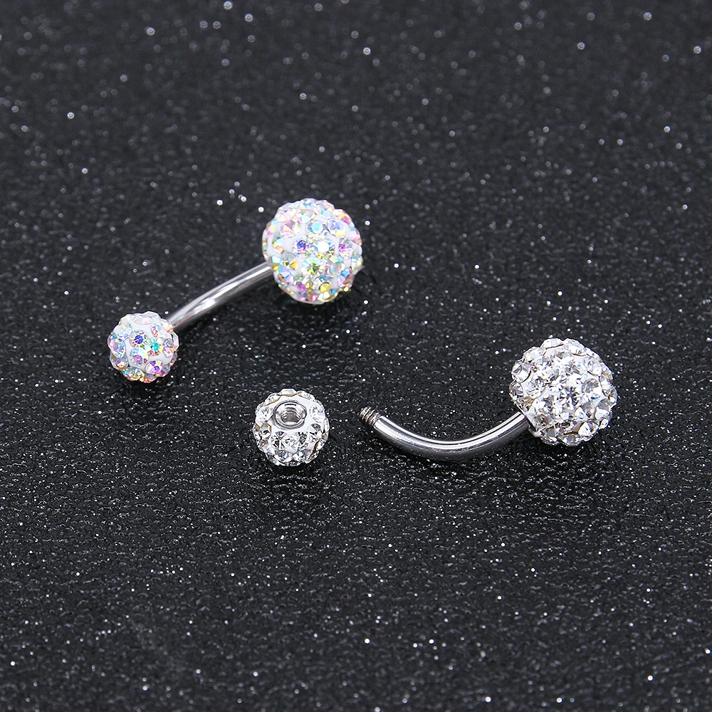 ZS 14G Crystal Belly Button Ring Stainless Steel Colorful Zircon Navel Piercing Jewelry Women Summer Body Piercing Jewelry Girl