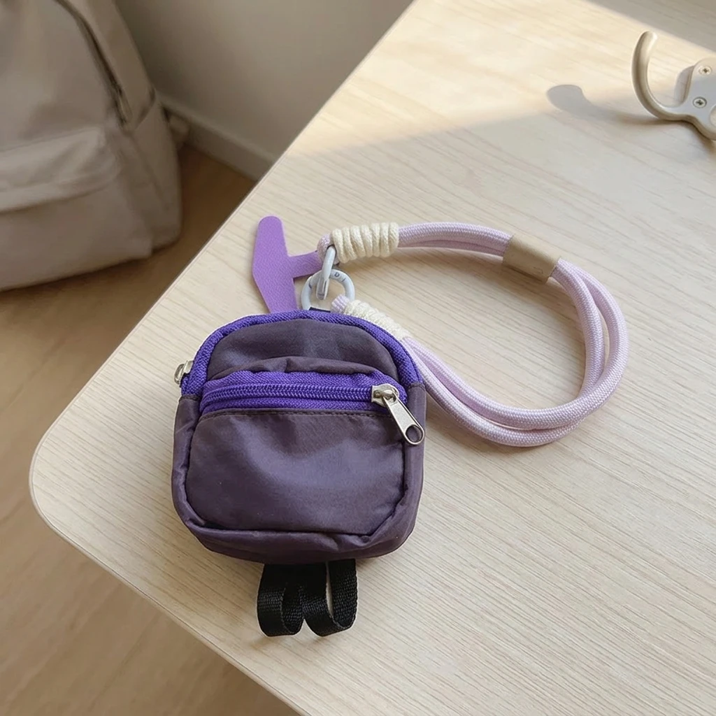 Mini Blue Tooth Storage Bag Keychain with Water Resistant Nylon and Adjustable Wrist Strap for Earbuds and Small Accessories
