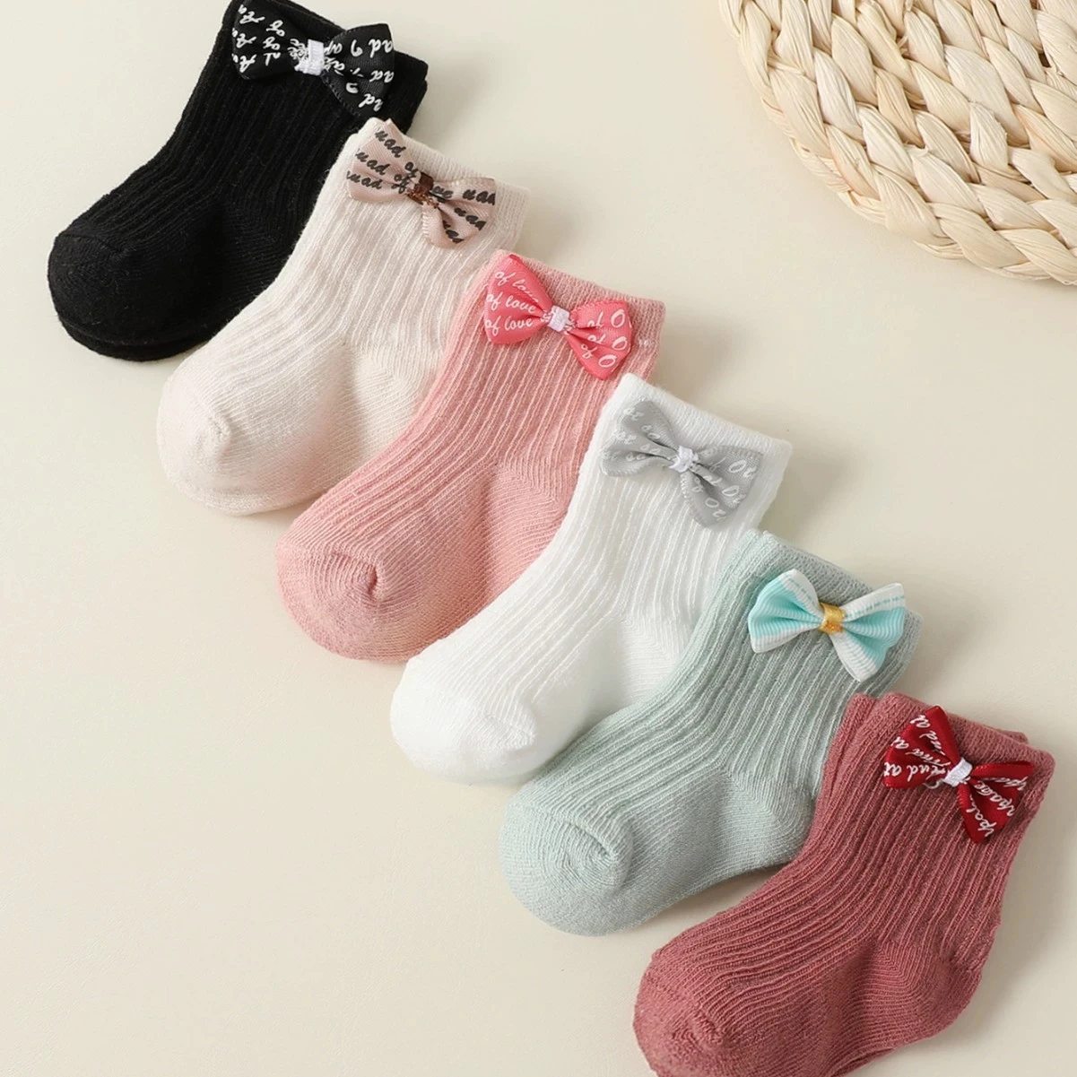 0-3 سنوات طفلة القطن تنفس الأميرة الجوارب مع القوس الزينة مناسبة لجميع الفصول الأطفال جوارب متماسكة مجموعة #1