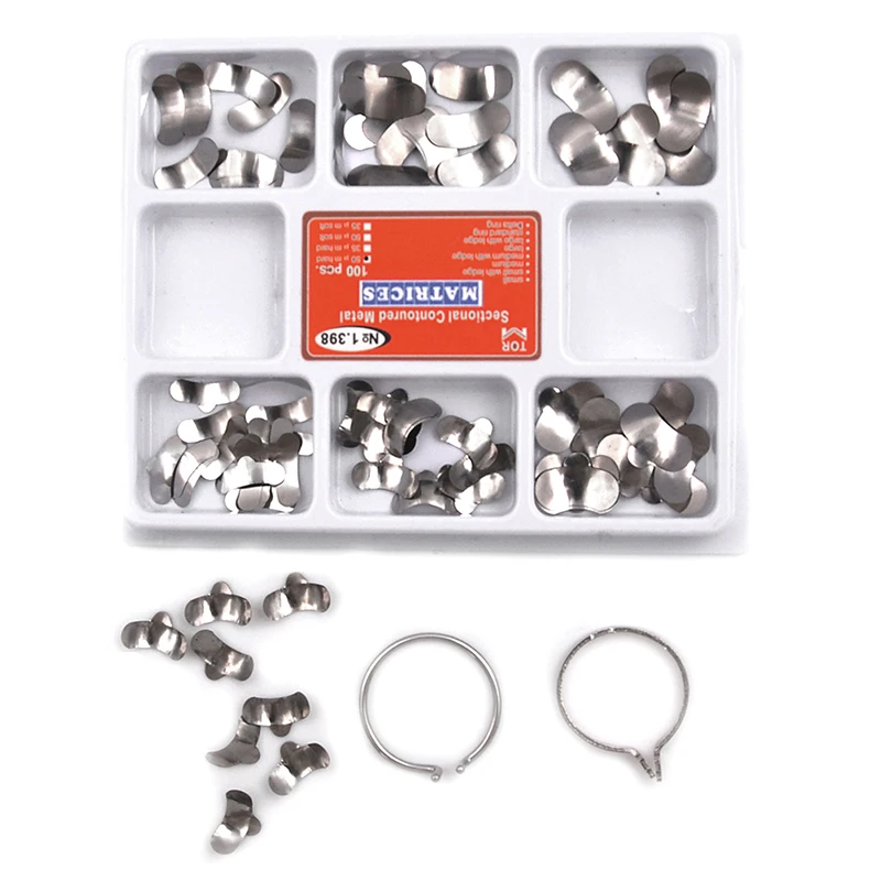 

100 Pcs/Box Dental Sectional Matrix System Dental Sectional Matrix Band Resin Clamping/Seperating Ring Dentist Tools