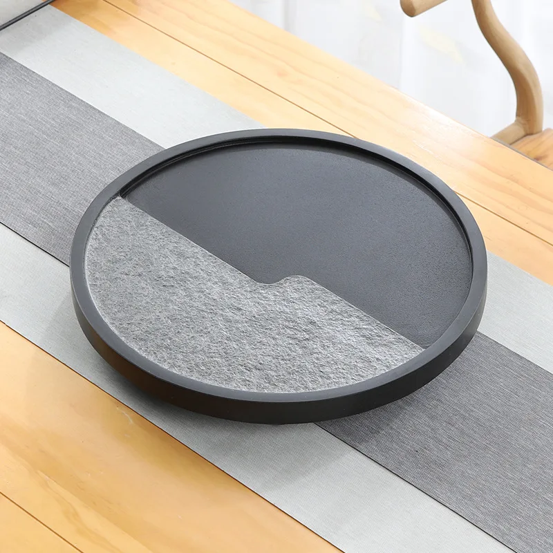 

Натуральный чайный поднос Wujinshi, бытовой круглый новый стол, морская гостиная, высококачественный встроенный каменный поднос кунг-фу