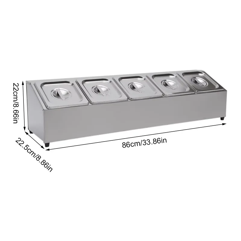 Factory Direct Compatible With Stainless Steel Spice Rack Organizer Stand with Five 1/6 Pans Countertop Inclined Holder