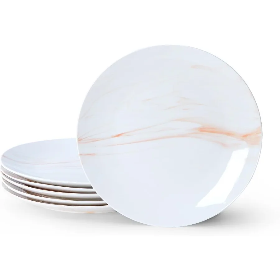 

10,5-дюймовые фарфоровые круглые обеденные тарелки, набор из 6 предметов для сервировки десертного салата, кухонного использования, посудомоечной машины, микроволновой печи, морозильной камеры, духовки, сейф M