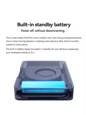 Khadas Mini PC, 2026 Mind Pro, Intel Ultra X7 358H, 7.98Wh Battery, 64GB LPDDR5X, 2TB PCIe 4.0, 8k 60Hz, Thunderbolt 4, 37.5 dB