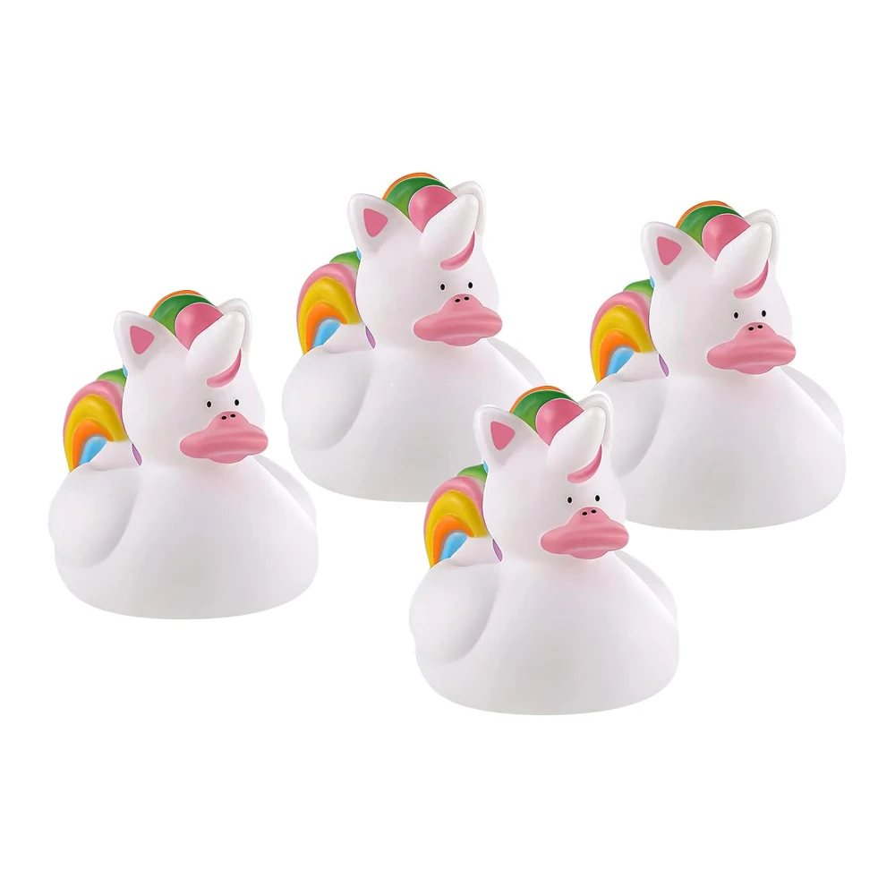 2/4PCS Bulk Small Unicorn Rubber Ducks Miniatures for Home Desk Ornament, Seasonal Holiday Birthday Pool Party Favors Decoration