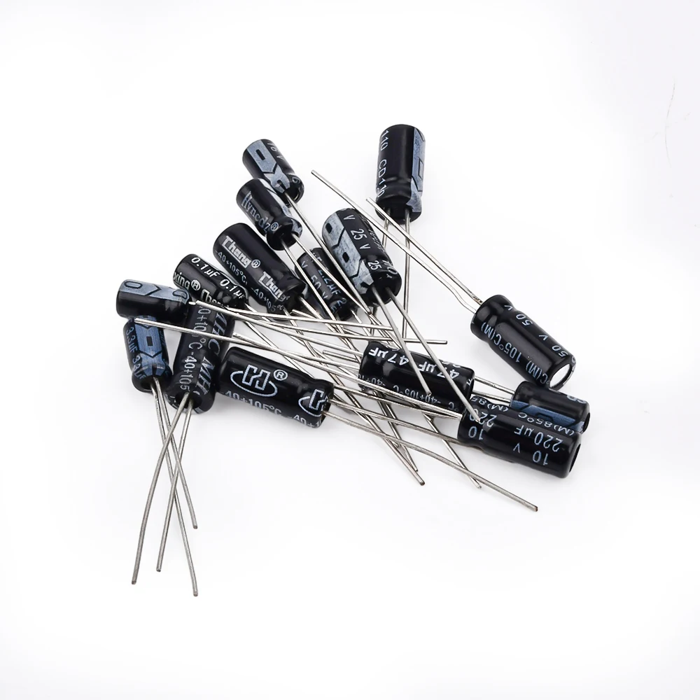 200pcs/lot Radial capacitors set 15Values 16V 50V 0.1UF-1000UF Electrolytic Capacitor Assortment Kit Box 0.22uf 2.2uf 100uf