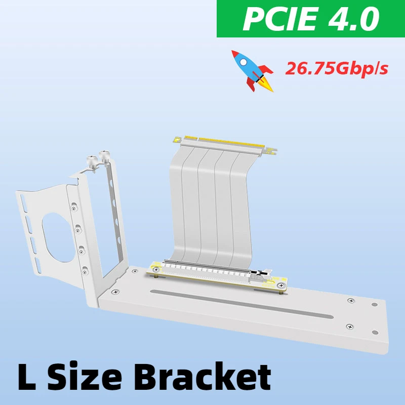 

White 2 Slots Vertical Graphics Card L Bracket GPU Holder Video Card VGA Support Holder Kit GEN4 PCI Express 4.0 x16 Riser Cable