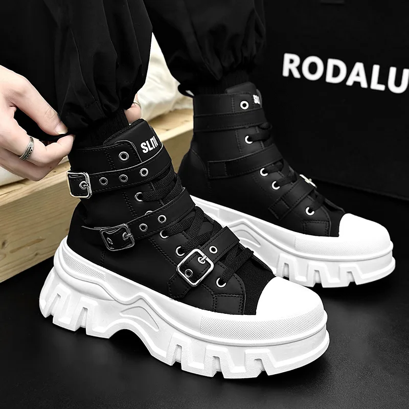 Fashion Men's Boots Street High-top Mens Casual Shoes Comfortable Platform Shoes for Men 2024 New Male Boots Botas Para Hombre