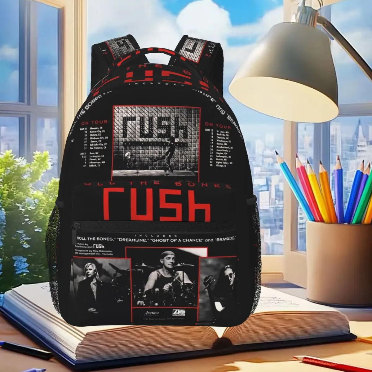 

Street Rush Power Windows Tour 1985 Black Band Backpack Student Boys Girls BookBag School Bag Shoulder Bags for Men Women